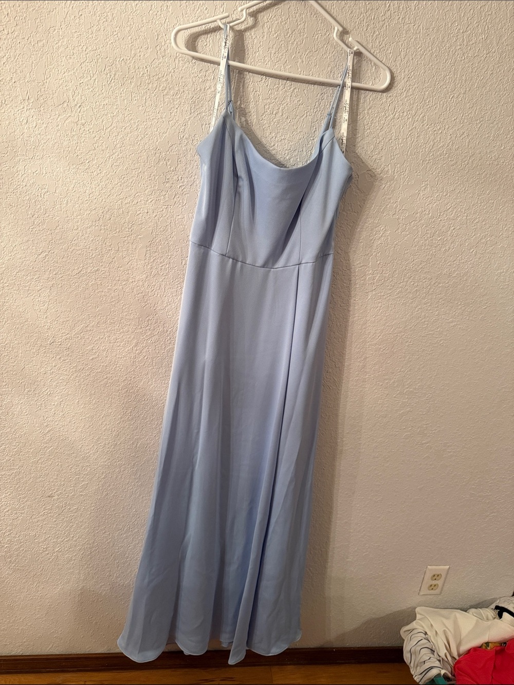 David's Bridal Pale Blue Lace-Trim Slip Gown